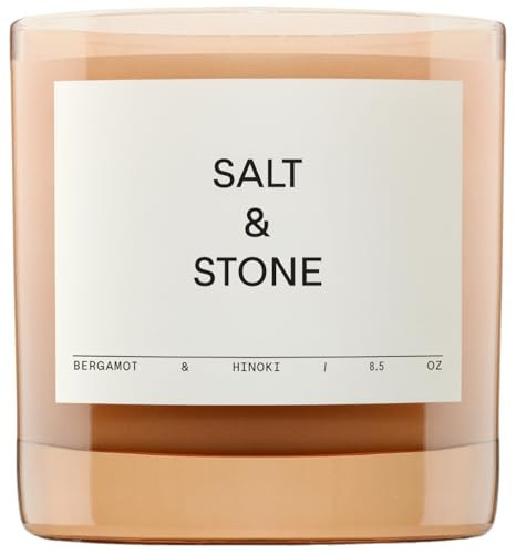 SALT & STONE Scented Candle for Women & Men | Hand-Poured, Aromatic & Fragrant | Coconut & Soy Blend Wax | 100% Cotton Wick | Long-Lasting 50 Hour Burn Time (8.5 oz) (Bergamot & Hinoki) | Amazon (US)