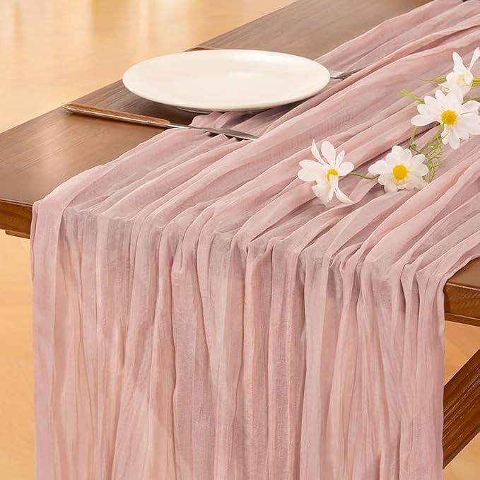 Socomi Pink Table Runner Valentine's Day Cheesecloth Table Runner Spring Easter 120 inch Cheese C... | Amazon (US)