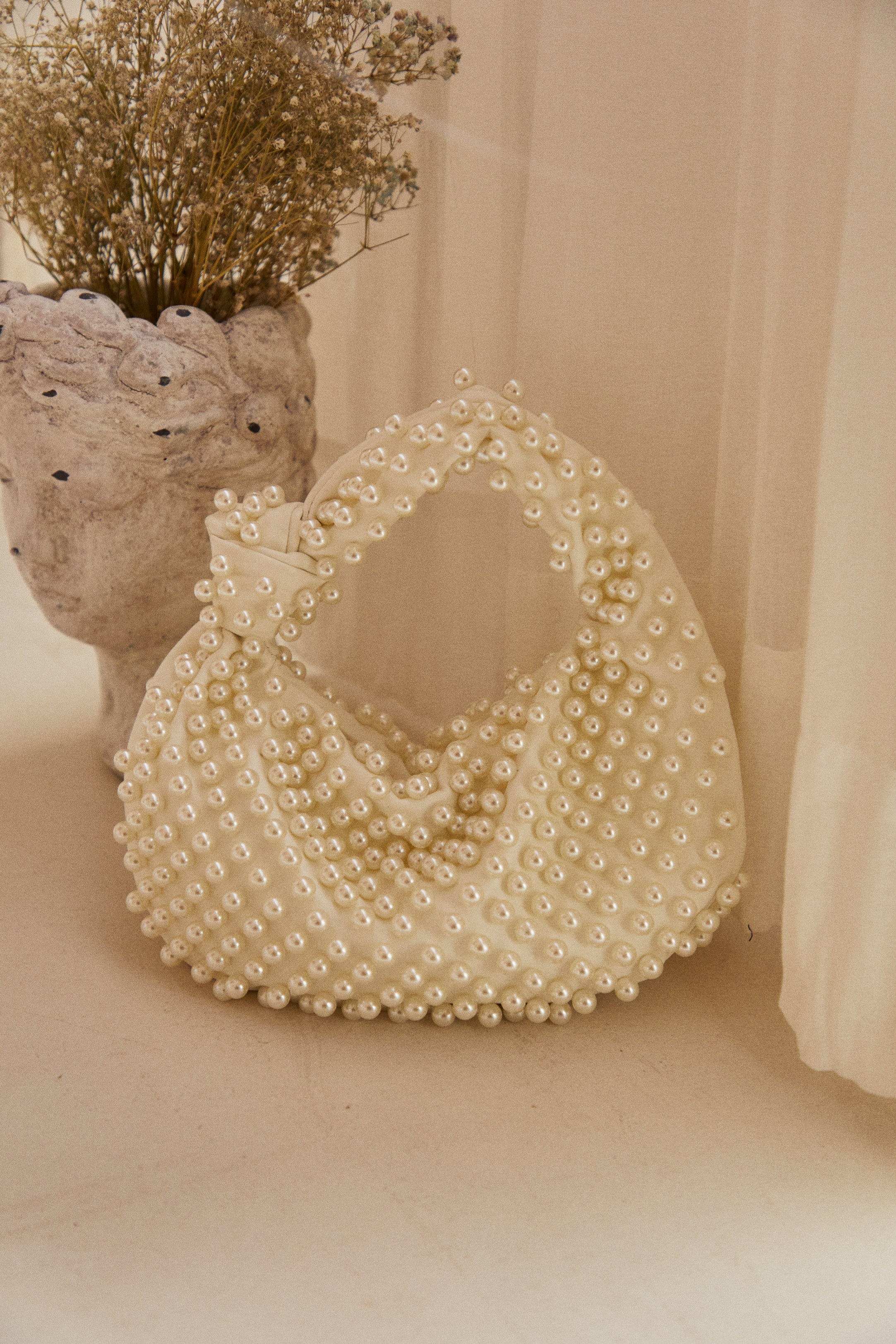 Miss Lola | Pearl Embellished Beaded Bag | MISS LOLA