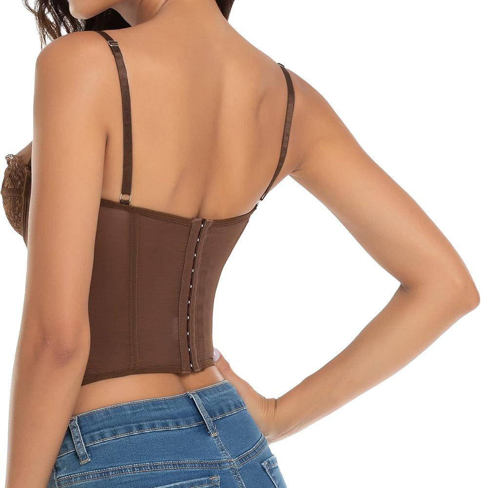 Raxnode Lace Bustier Corset Tops for Women - Sexy Going Out Party Club Top with Buckle | Amazon (US)