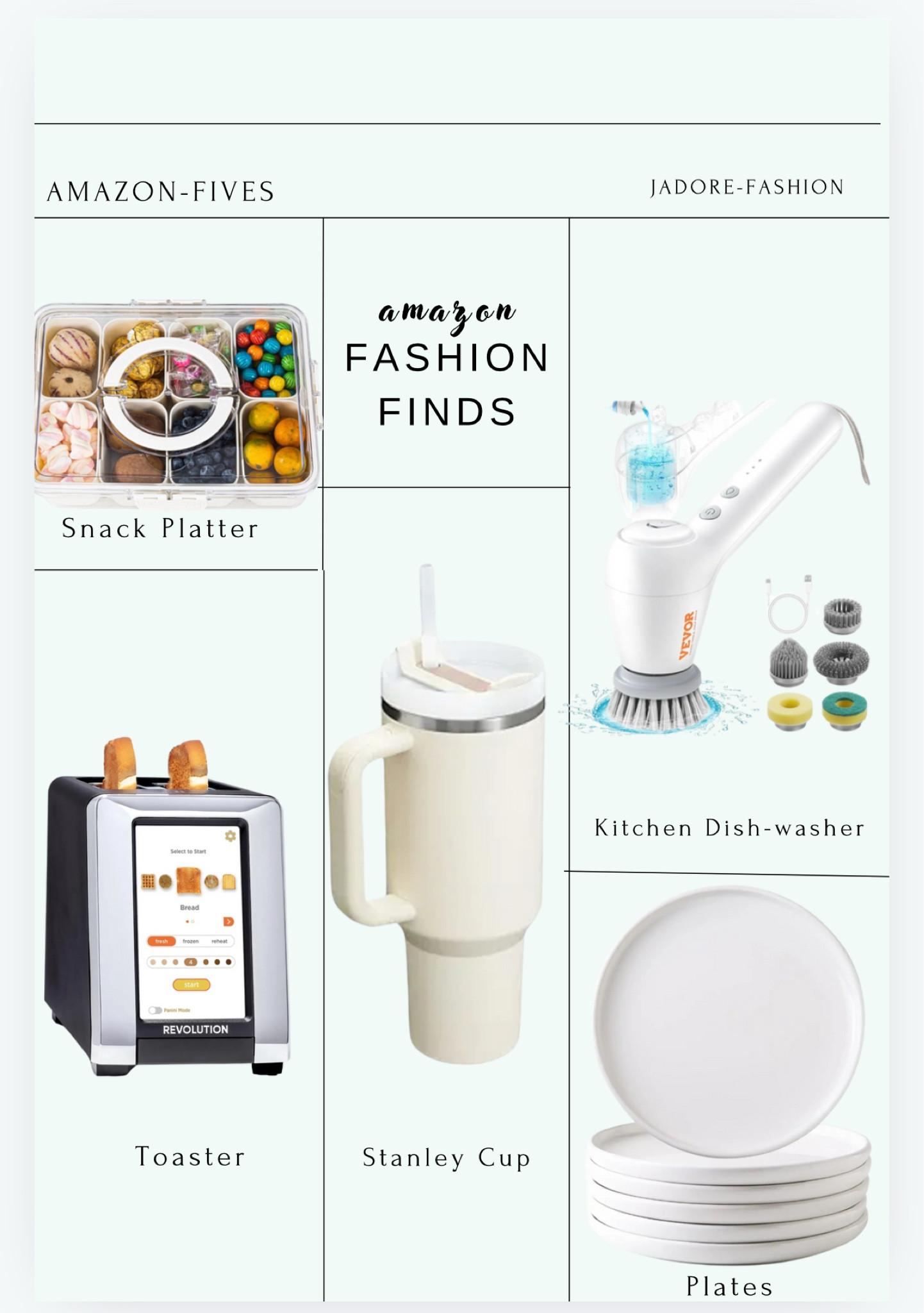 Amazon Fives:  from snack platter, toaster, Stanley cup, kitchen dish-washer…all from Amazon

#LTKFindsUnder100 #LTKGiftGuide #LTKHome