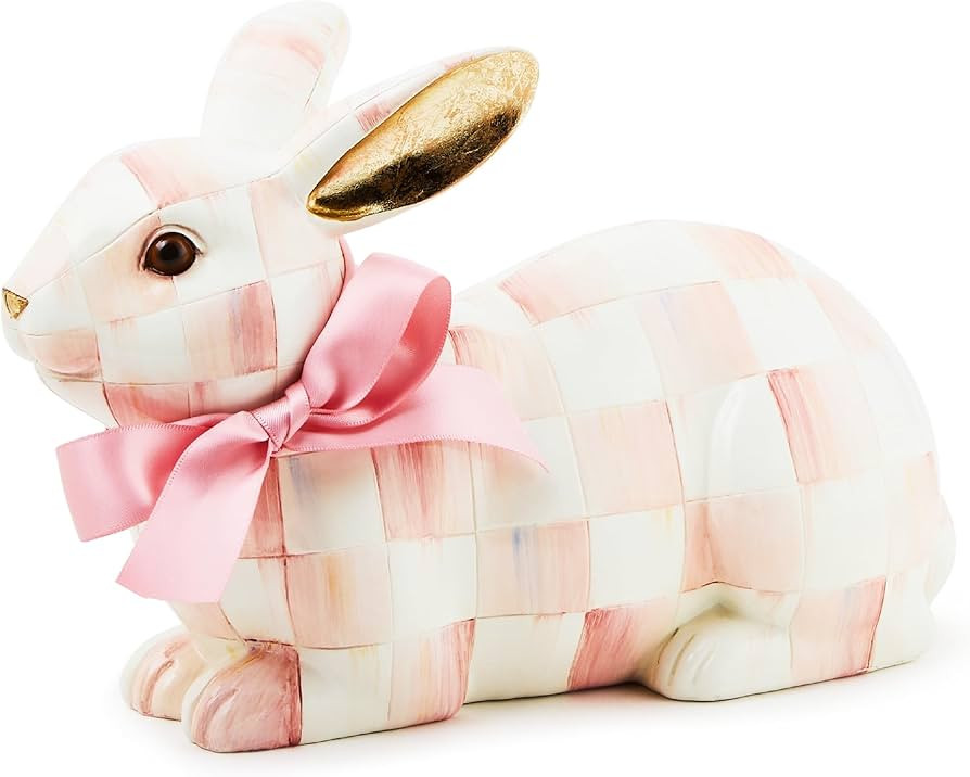 MACKENZIE-CHILDS Bunny Figurine, Rabbit Figurine Decoration for Spring, Resting, Pink-and-White R... | Amazon (US)