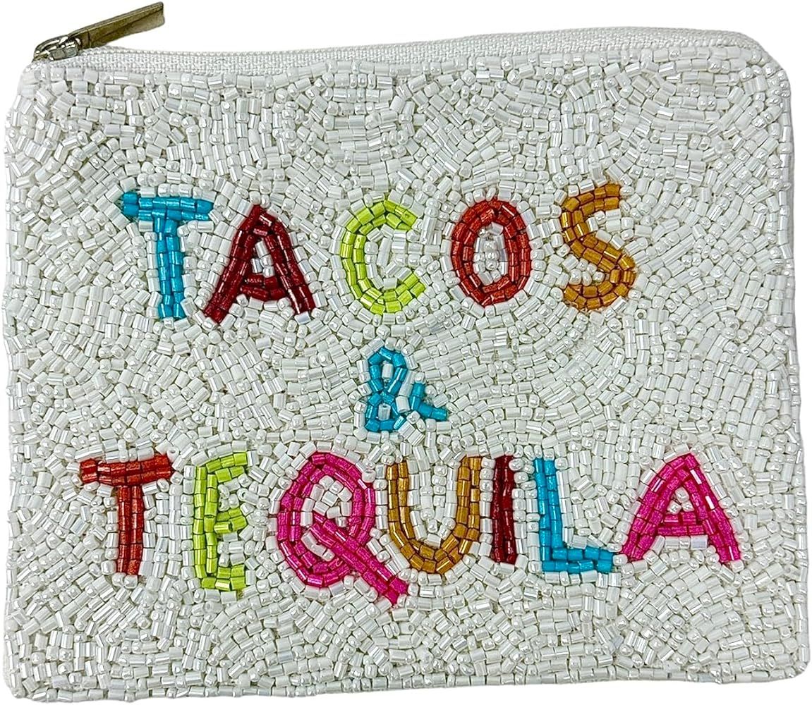 TACOS AND TEQUILA Coin Purse Pouch, Coin Purse Pouch, Beaded Coin Purse, Cute Coin Purse, Beaded ... | Amazon (US)