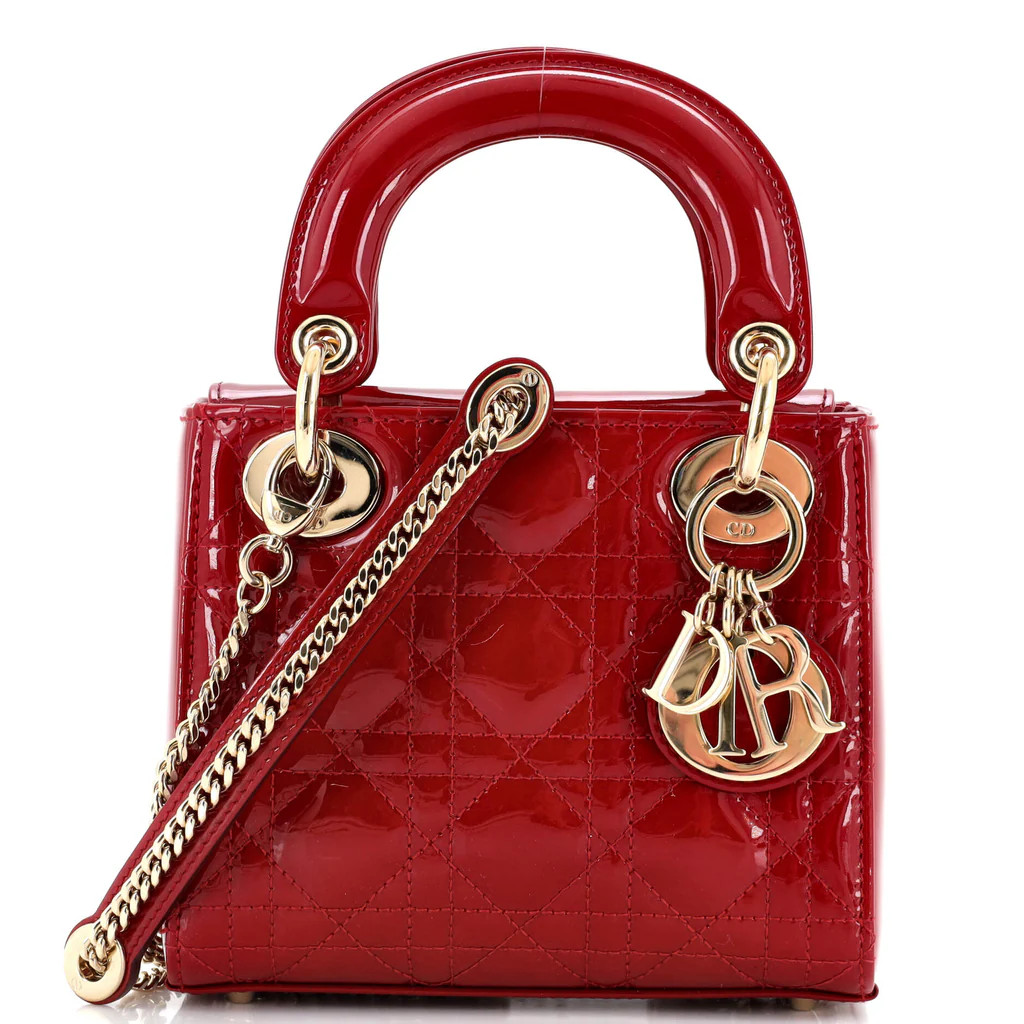 Lady Dior Chain Bag Cannage Quilt Patent Mini | Rebag