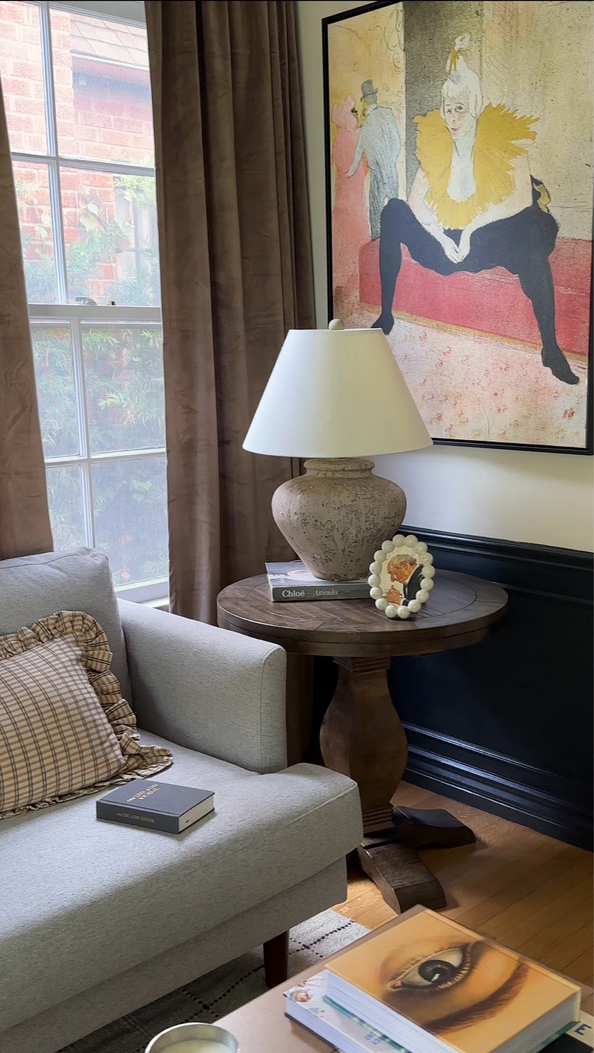 Art, sofa, couch, pillow, curtains, drapes, side table, book, journal, coffee tablee

#LTKHome