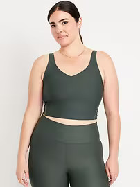Light Support PowerSoft Ribbed Longline Sports Bra | Old Navy (US)