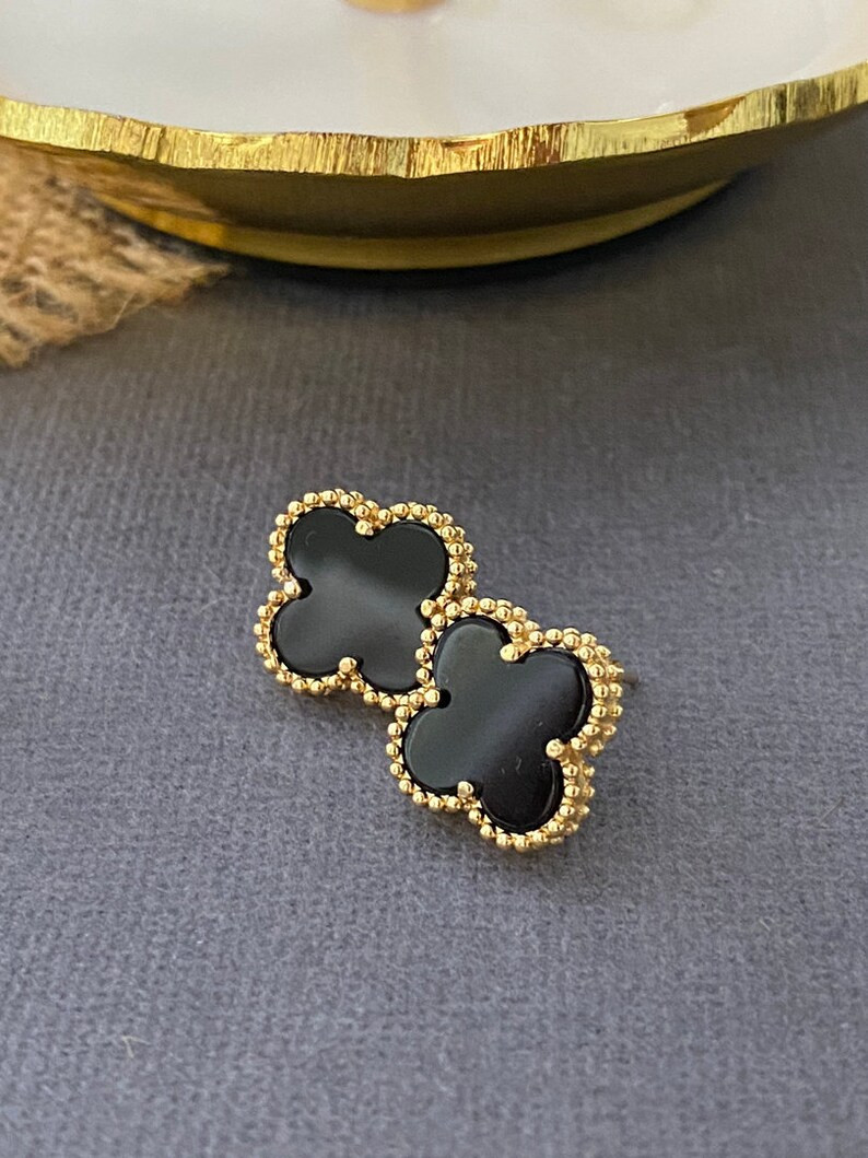 Clover stud earrings, four leaf clover earrings, Gift for women | Etsy (US)