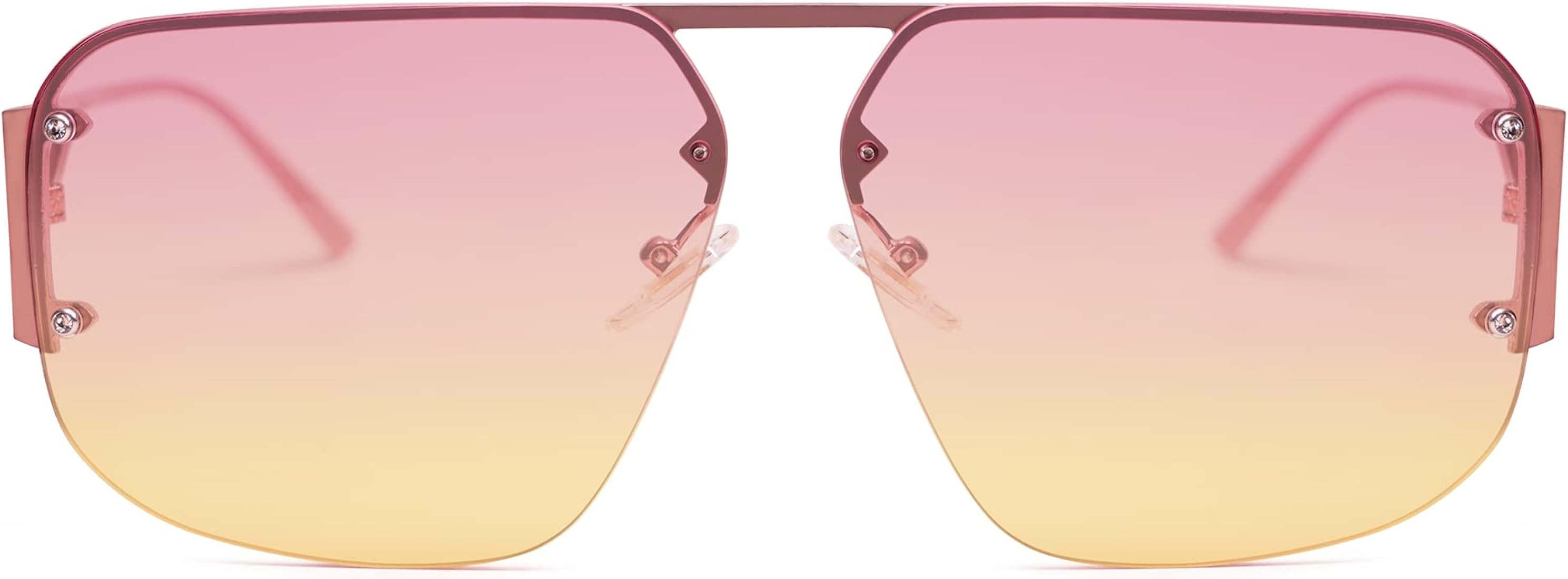 SOJOS Trendy Aviator Sunglasses Mens Womens Retro Metal Rimless Frame Shades Lentes De Sol Para M... | Amazon (US)