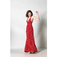 Red - Pink Summer Dress For Woman | Open Back Boho Maxi Bohemian Dresses Hippie Evening Festival, Rave, Vacation | Etsy (US)