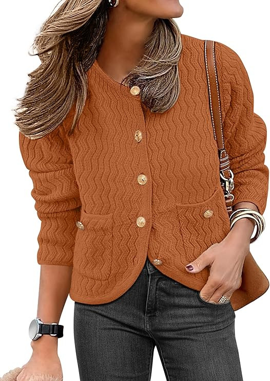 Caracilia Women's 2025 Fall Cardigan Sweaters Knitted Dressy Casual Jackets Trendy Outfits | Amazon (US)
