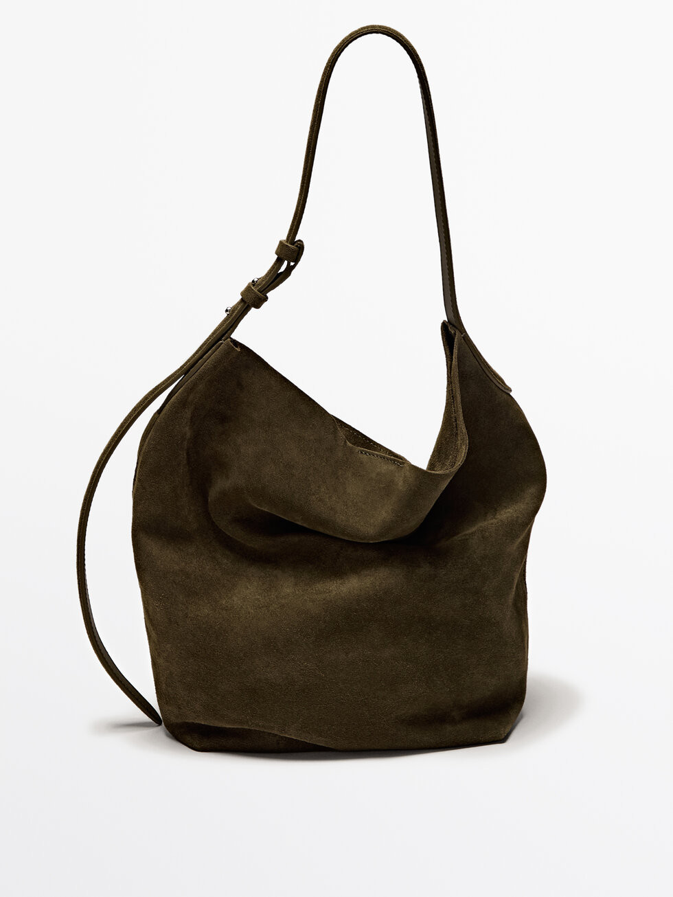 Split suede leather bucket bag | Massimo Dutti UK