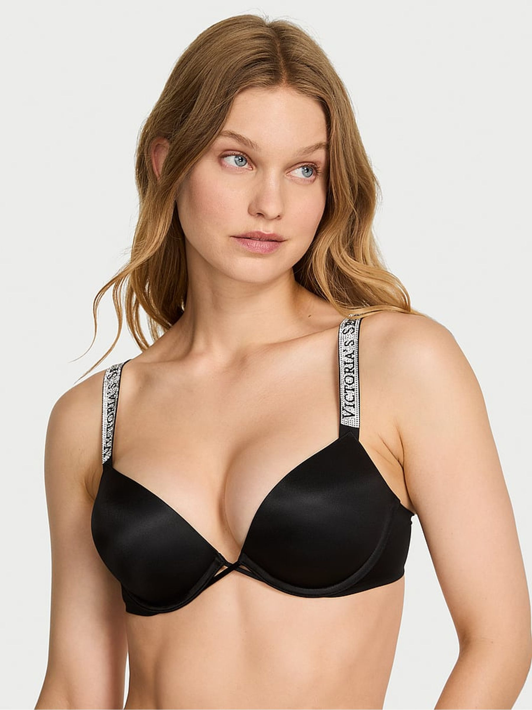 Black Add 2 Cups Push Up Bombshell Shine Strap Bra | Victoria's Secret UK
