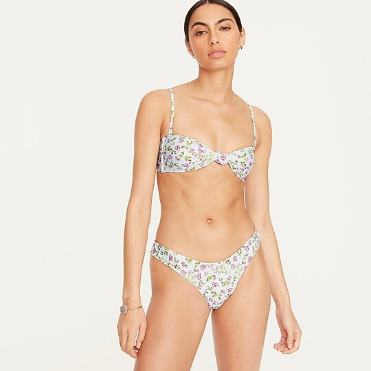 Knot bandeau bikini top in cloud meadow floral | J. Crew US