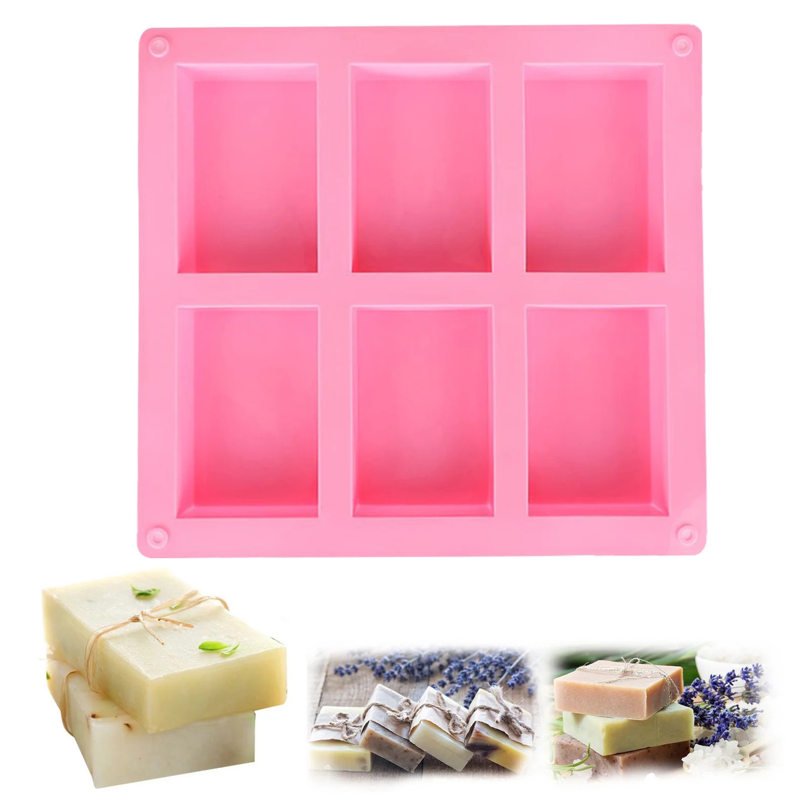 Silicone Soap Molds, EEEkit 6 Cavities DIY Handmade Soap Moulds, Rectangle Cake Pan Molds for Bak... | Walmart (US)
