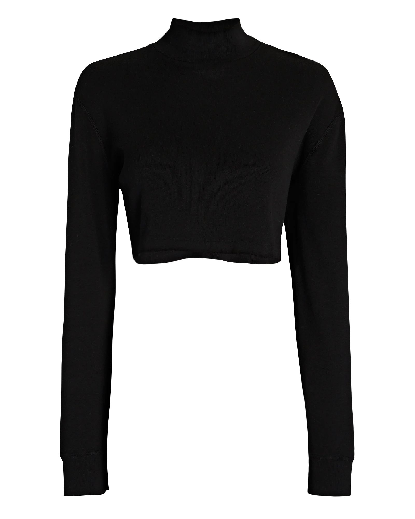 Cropped Mock Neck Cotton Sweater | INTERMIX