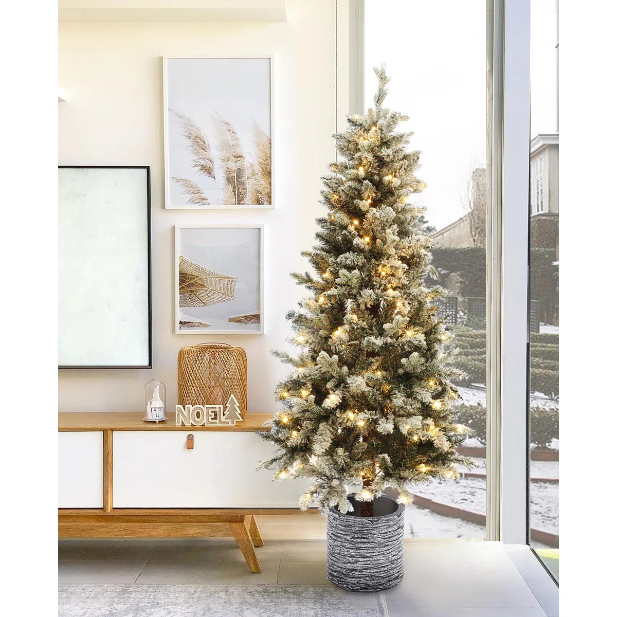 The Holiday Aisle® 5' Lighted Faux Snow Flocked Fir Christmas Tree & Reviews | Wayfair | Wayfair North America