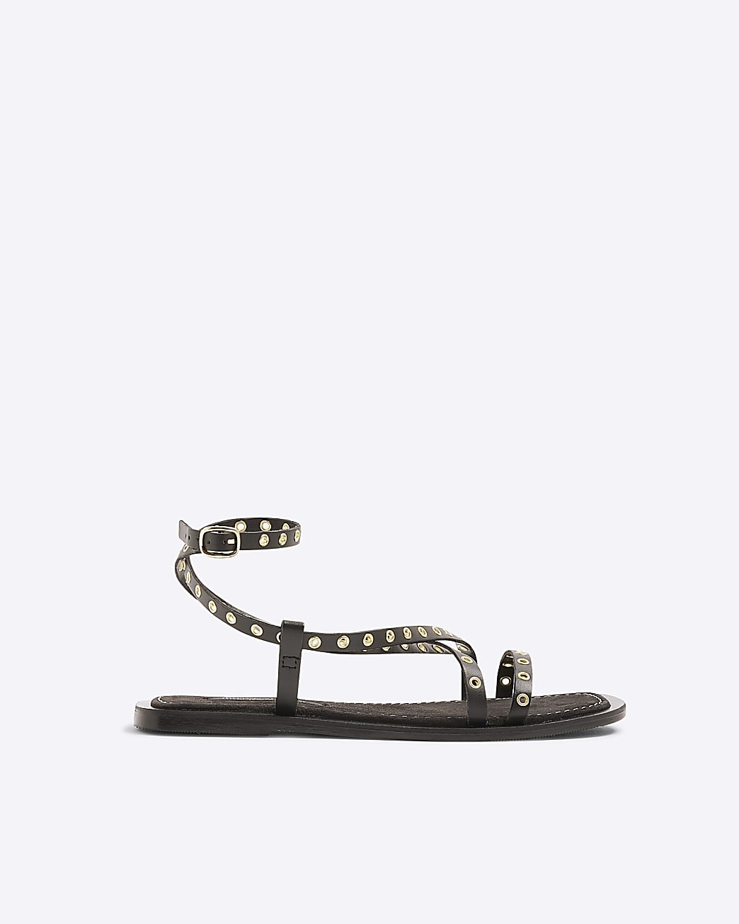 Black Eyelet Strappy Sandals | River Island UK & IE