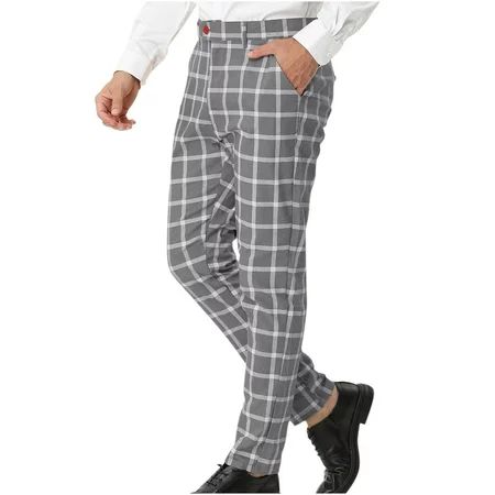 Men s Dress Pants Slim Fit Straight Business Pants Golf Party Pant Casual 1 Button Formal Tight Plai | Walmart (US)