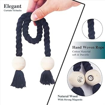 Nieffeiy 4 Pack Magnetic Curtain Tiebacks Cotton Hand Woven Tie Back Decorative Rope Holdbacks fo... | Amazon (US)