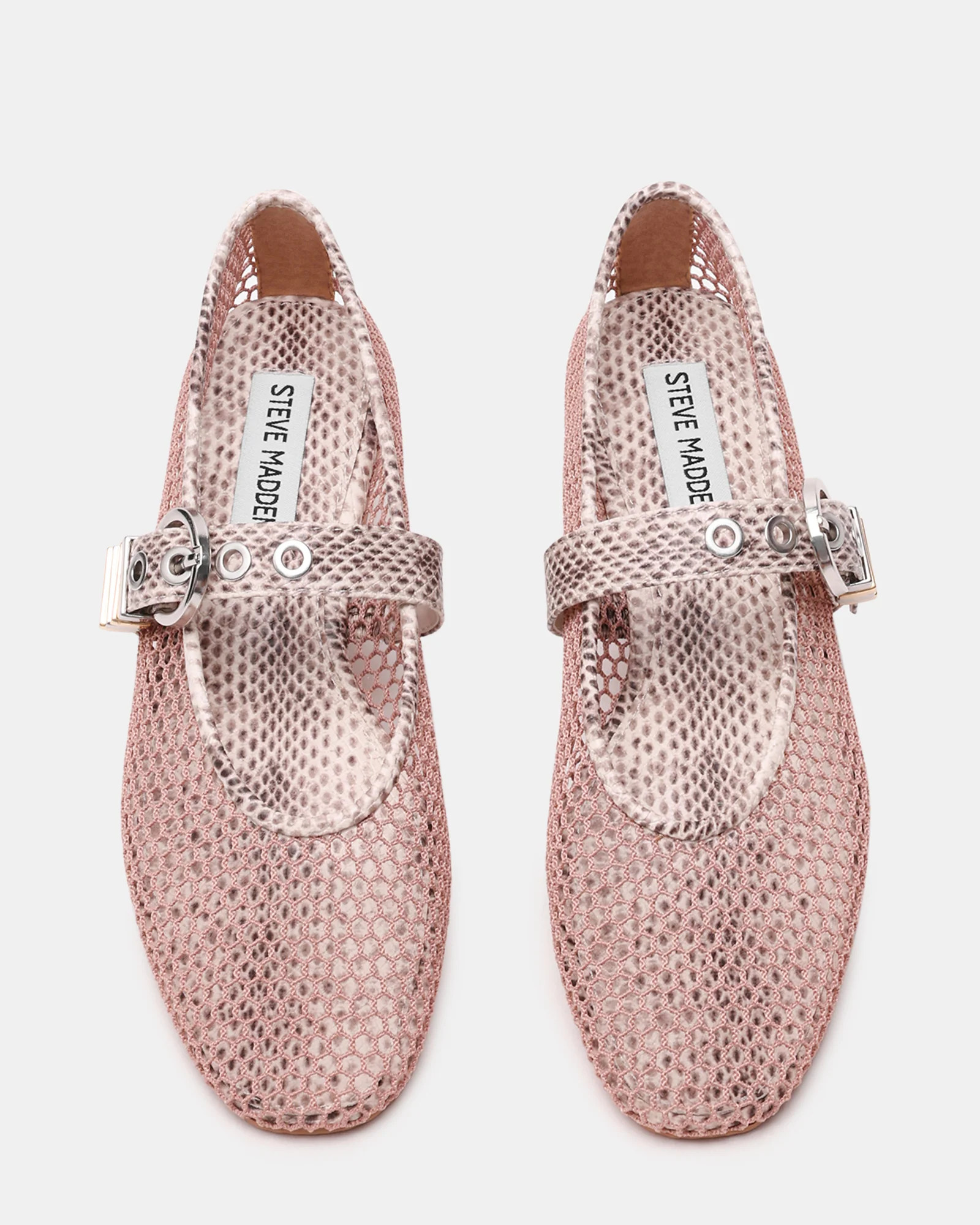 LUCIA Blush Multi Mesh Mary Jane Ballet Women's Flat | Steve Madden (US)
