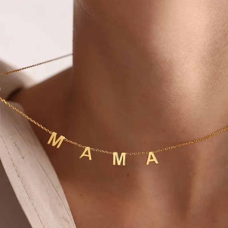 Mama Letter Chain Necklace Simple Plated Neck Jewelry Decor - Temu | Temu Affiliate Program