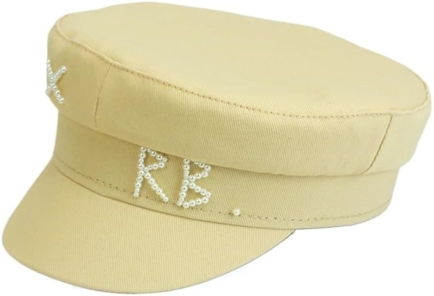 Women RB Letter Militray Hat Fashion Streetwear Navy Hat Adjustable Flat Top Newsboy Caps Casual ... | Amazon (US)