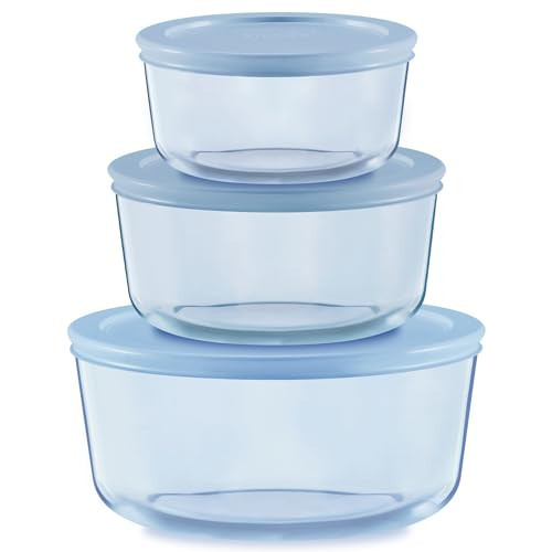 Pyrex Colors Tinted (6-PC Medium) Small/Medium Round Food Storage Container Set, Snug Fit Non-Toxic Plastic BPA-Free Lids, Freezer Dishwasher Microwave Safe, 2 Cup, 4 Cup & 7 Cup | Amazon (US)