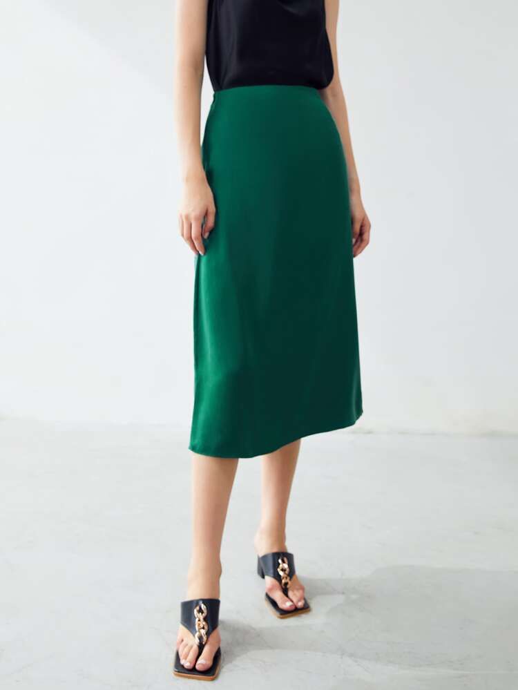 MOTF PREMIUM 100% SILK STRAIGHT FIT SKIRT | SHEIN