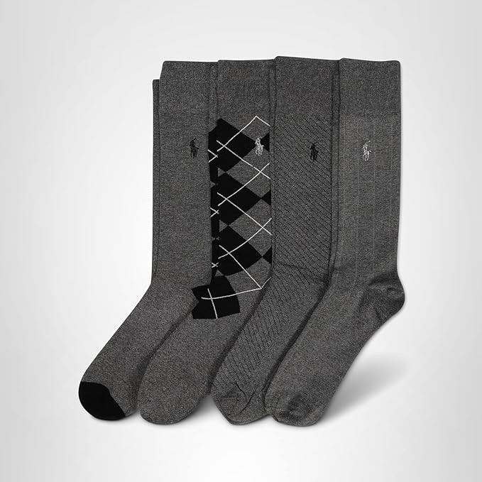 Polo Ralph Lauren Men's Assorted Pattern Dress Crew Socks-4 Pair Pack-Soft and Lightweight Cotton... | Amazon (US)