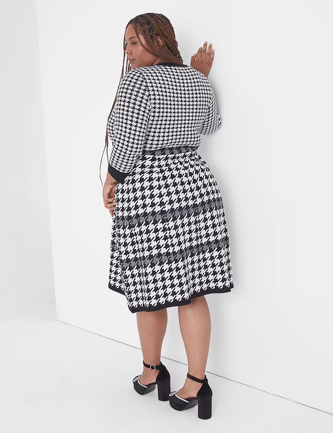 3/4-Sleeve Scoop-Neck Houndstooth Sweater Dress | LaneBryant | Lane Bryant (US)