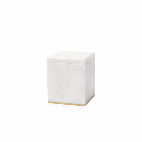 Sferra Pietra Marble Storage Jar 3.5 x 3.5 x 4.25 White/Gold | Gracious Style