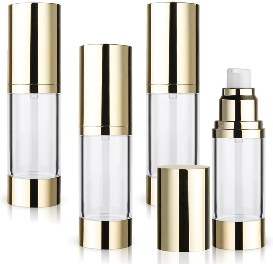 4 Pack 30ml/1oz Clear Airless Pump Bottle Plastic Vacuum Pump Press Container Empty Lotion Dispen... | Amazon (US)