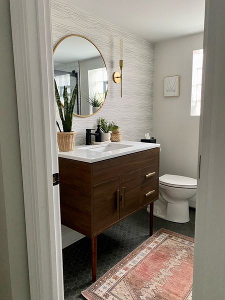 Small Bathroom Decor
midcentury modern | vanity | good mirror 

#LTKhome #LTKunder100 #LTKsalealert