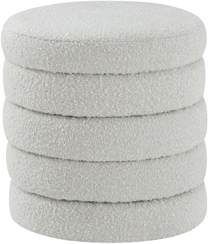 Meridian Furniture Aphia Collection Modern | Contemporary Boucle Fabric Upholstered Ottoman with ... | Amazon (US)