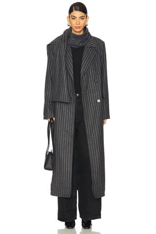4th & Reckless Melia Coat in Grey Pin Stripe from Revolve.com | Revolve Clothing (Global)