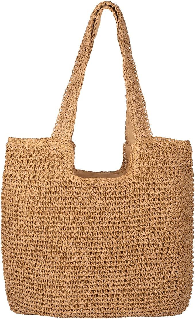 AnChang Straw Beach Bag Handmade Tote Bag Women Straw Bag Large Capacity Beach Bag Soft Woven Bag... | Amazon (CA)
