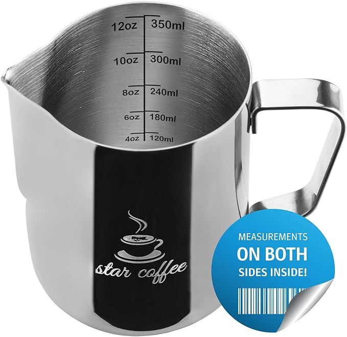 Star Coffee Milk Frothing Pitcher Stainless Steel Frother Cup - Barista Milk Pitcher Espresso Cap... | Amazon (US)