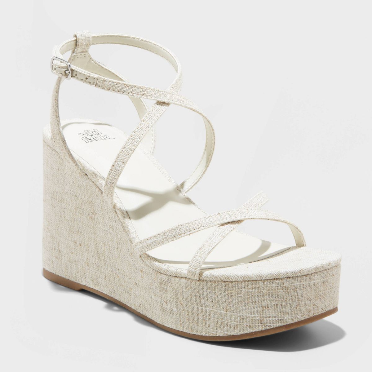 Women's Ronnie Strappy Platform Wedge Heels with Memory Foam Insole - Wild Fable™ Cream 8 | Target