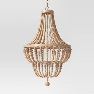 Large Chandelier Wooden Beads Double Tier Natural Tone - Opalhouse&#8482; | Target