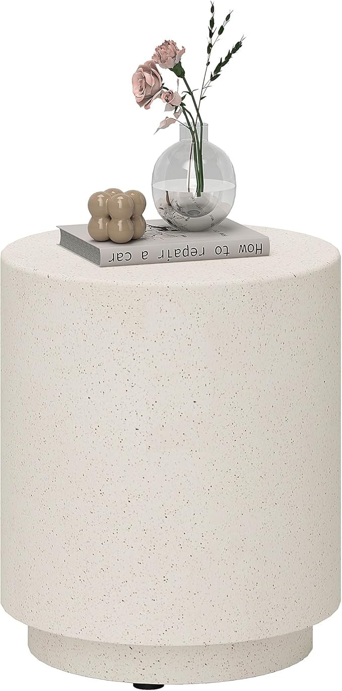 HOMCOM Round Side Table Accent End Table Light Yellow | Amazon (US)