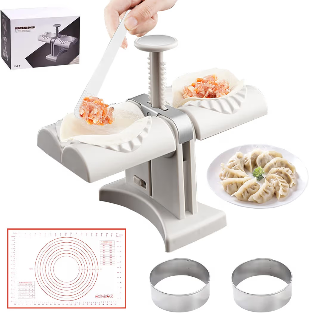 Household Double Head Automatic Dumpling Maker Mould,Dumpling Maker Press with Kneading Pad,2 Dou... | Amazon (US)