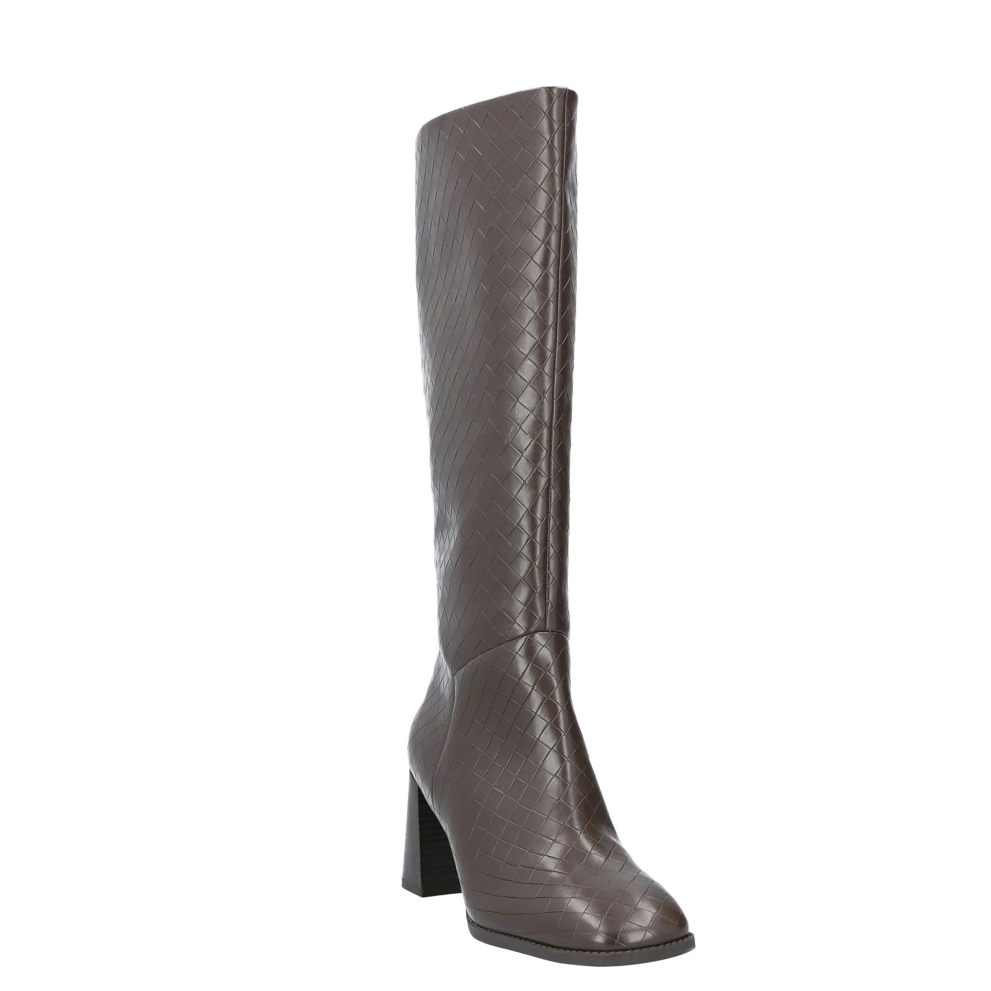 Free Assembly Women's Faux Leather Basketweave Texture Tall Boots, Sizes 6-11 | Walmart (US)