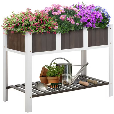 Outsunny 47'' x 23'' Raised Garden Bed w/ Storage Shelf, 2 Tiers Elevated Planter Box Stand for V... | Target