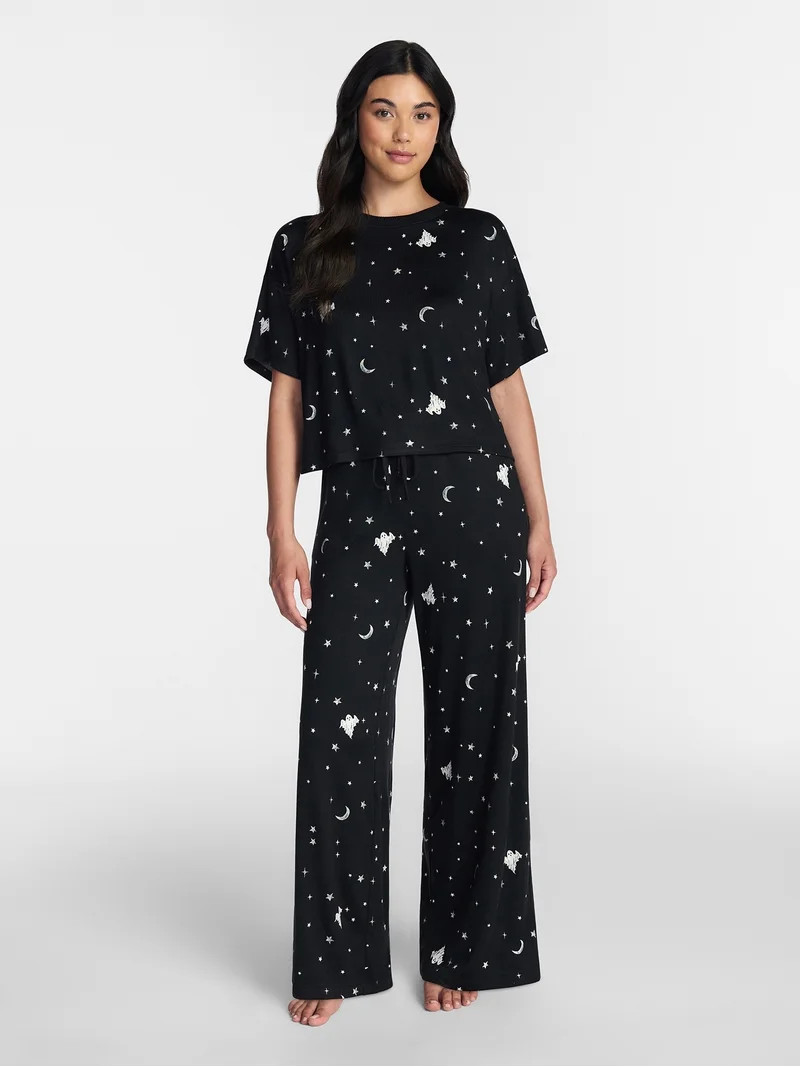 Way to Celebrate Women's Hacci Knit Short Sleeve Sleep Top, Sizes XS to 3X | Walmart (US)