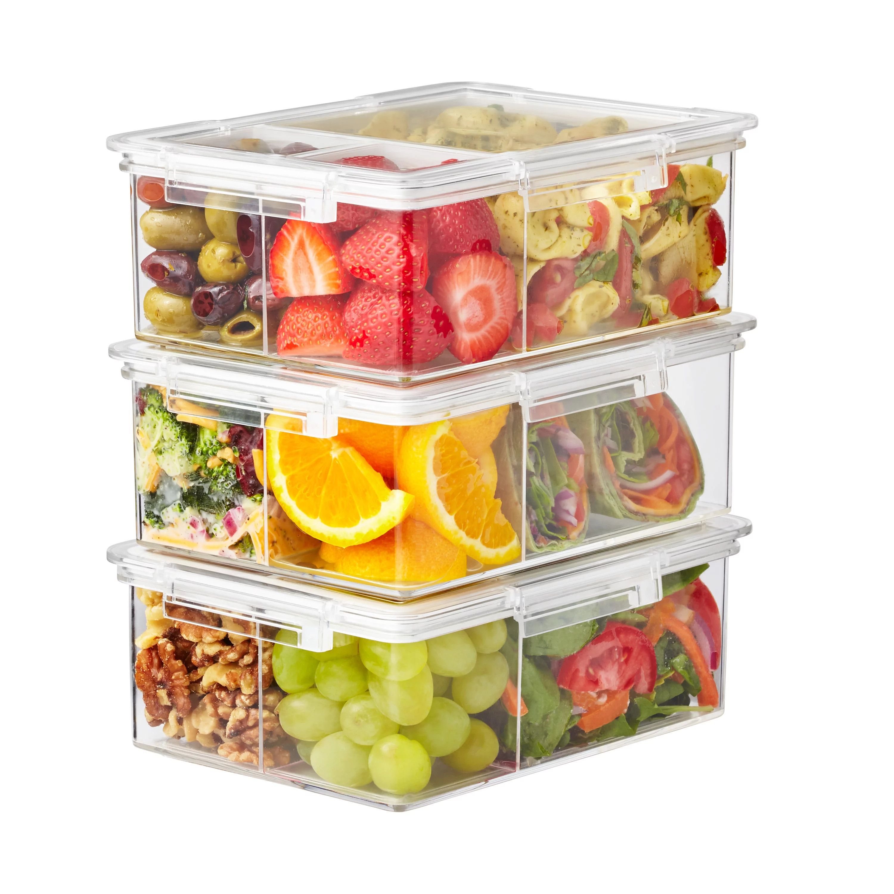 The Home Edit Bento Box Food Storage Container, Pack of 3, Clear Plastic Food Storage - Walmart.c... | Walmart (US)