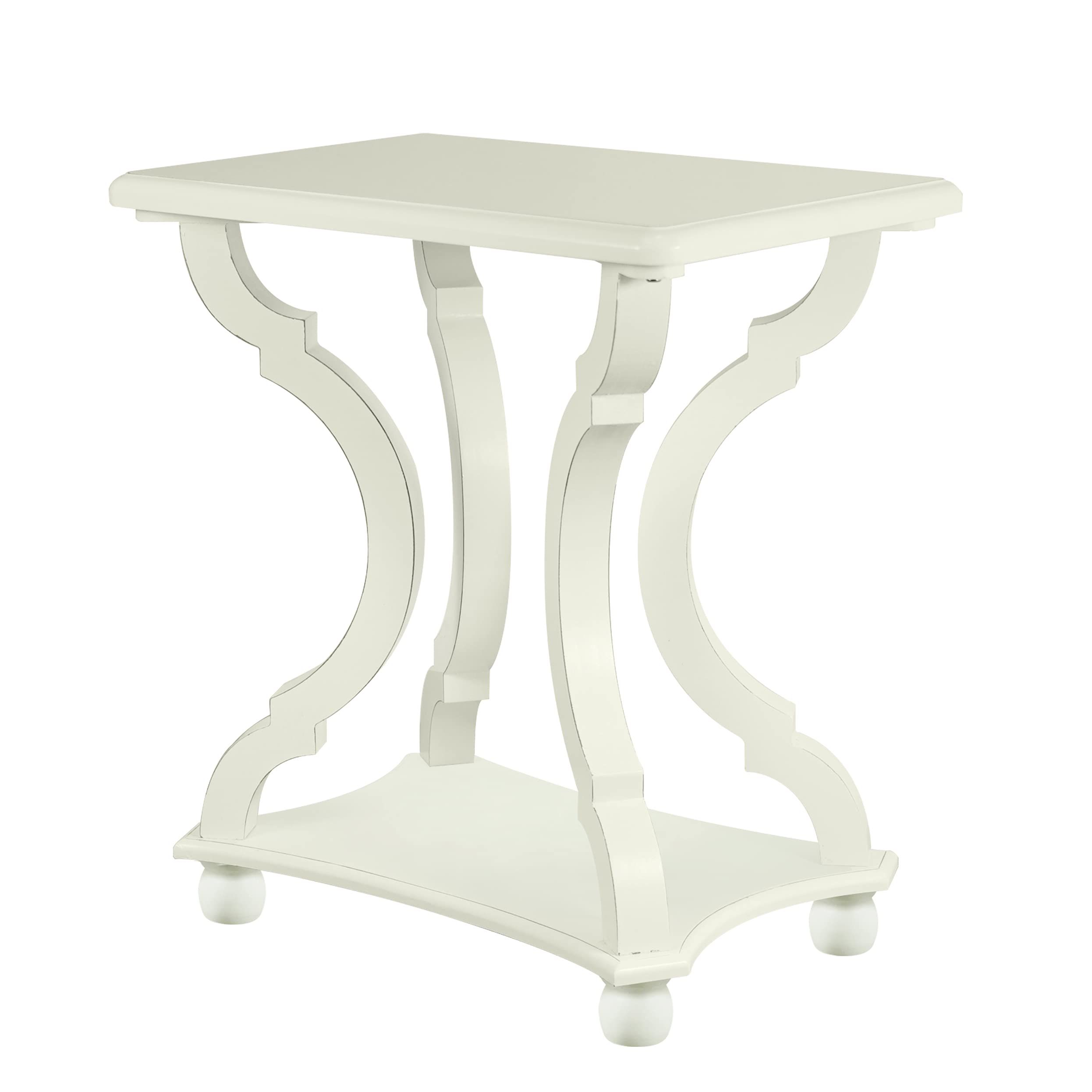 FINECASA White Side Table, Accent Table, White End Table with Shelf, White Nightstands, Carved Legs  | Amazon (US)