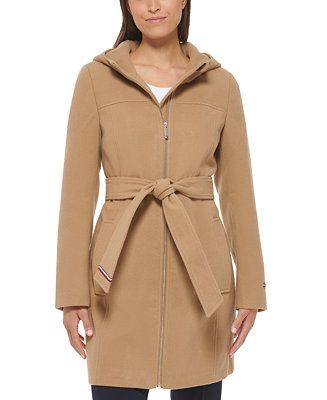 Tommy Hilfiger Women's Belted Hooded Coat & Reviews - Coats & Jackets - Women - Macy's | Macys (US)