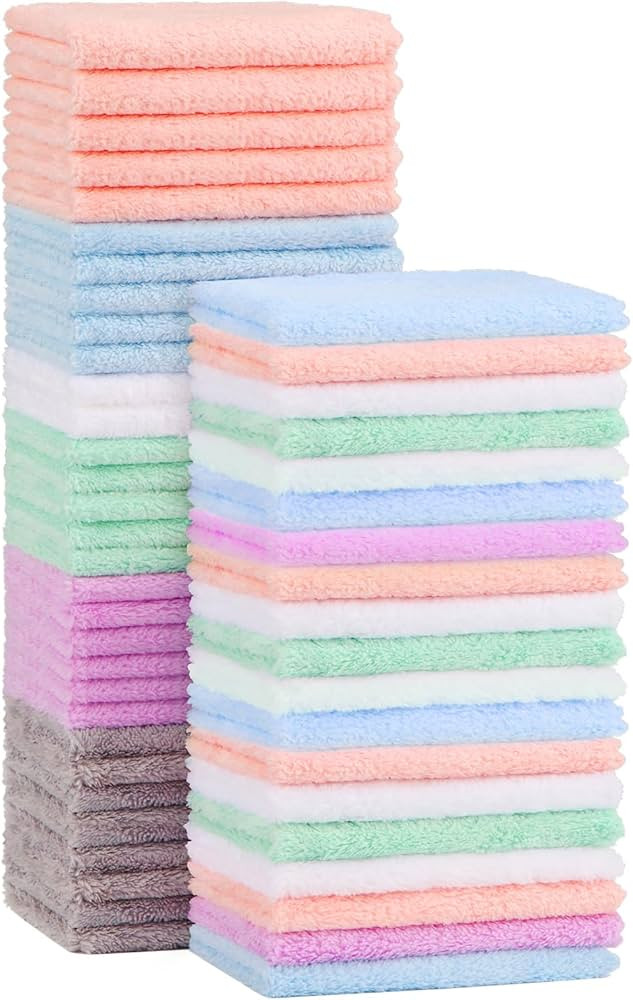 Orighty Baby Washcloths 50-Pack Microfiber Coral Fleece Wash Cloths 7x9 Inch | Amazon (US)