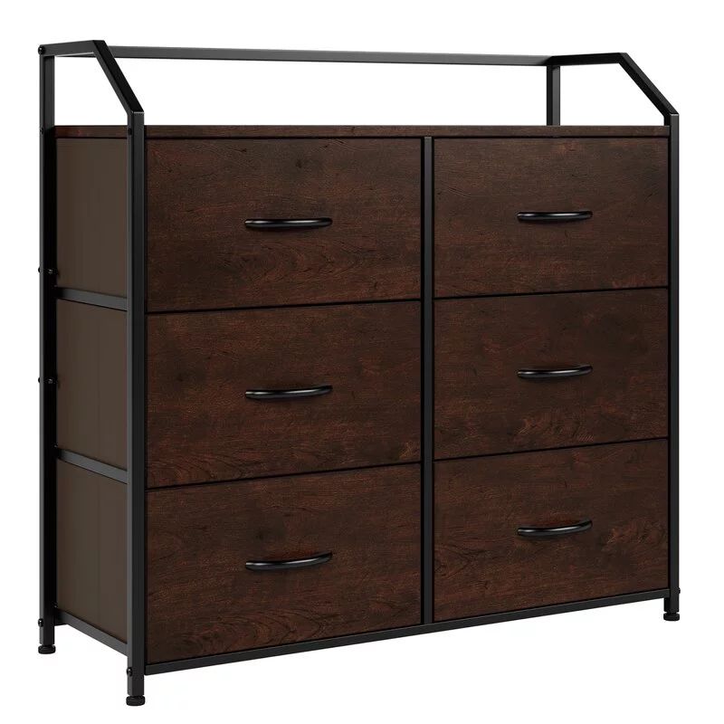 Homfa Fabric Dresser with 6 Drawers, Wide Chest of Drawers with Wood Top, Sturdy Metal Frame, Fur... | Walmart (US)