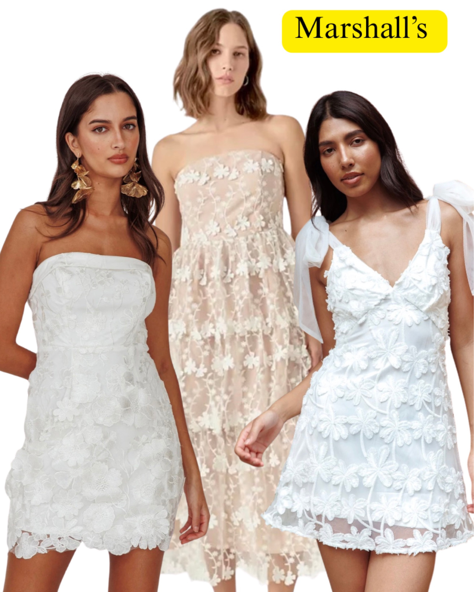 Marshalls, white dresses on sale, strapless, maxi, sleeve, brides, engagement, party, pictures, summer, spring, design, designer deals, floral, 3-D flowers.

#LTKMothersDay #LTKSaleAlert #LTKWedding